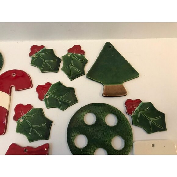 Vtg 13 Christmas Ceramic Pieces "JAM" Jo Anne Marquardt Loose From Wind Chimes - Picture 7 of 10